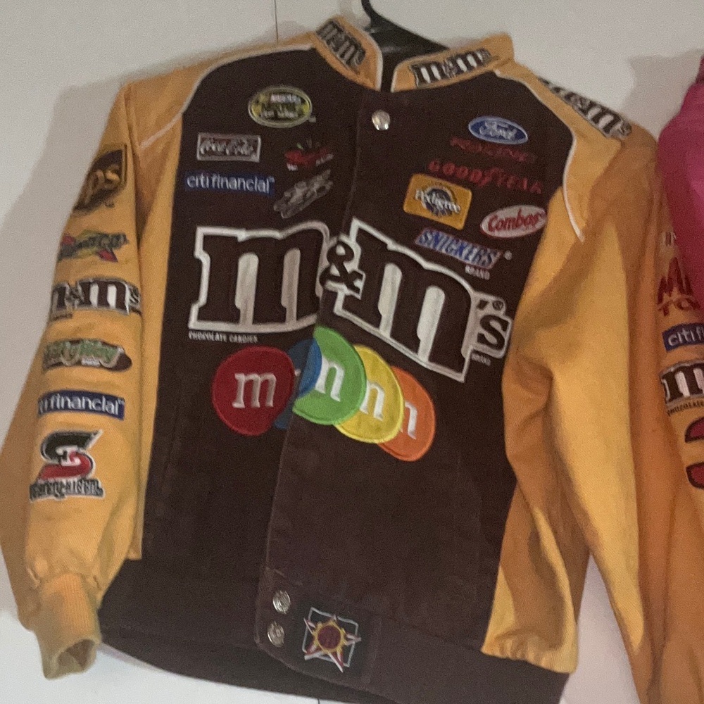 Boys large Jeff Hamilton M&M race car jacket